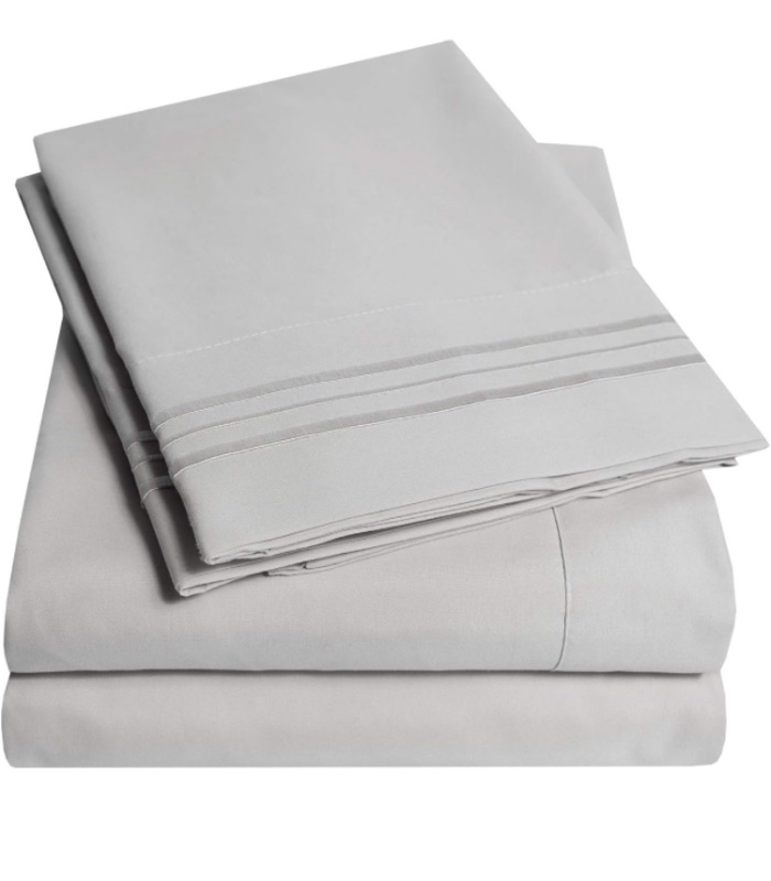 Photo 1 of 1500 Supreme Collection Queen Sheet Sets Light Gray Silver - Luxury Hotel Bed Sheets and Pillowcase Set for Queen Mattress - Extra Soft, Elastic Corner Straps, Deep Pocket Sheets, Queen Silver Gray
