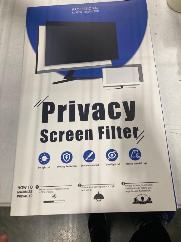 Photo 2 of 1-Pack] 24 Inch Computer Privacy Screen Filter for 16:9 Widescreen Monitor, Removable Eye Protection Anti Glare Blue Light Filter Privacy Shield, Anti Spy Screen Protector Film 24 In
 
 