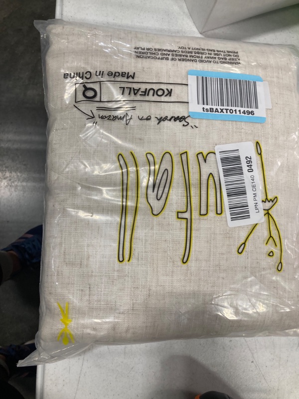 Photo 1 of 52 Inch Wide Extra Long Curtain Panels Drapes 108 Inches for Living Room Set 2 Back Tab Rod Pocket Light Filtering Farmhouse Semi Sheer Linen Curtains for Large Tall Window,Off White Ivory Cream 52x108 Natural