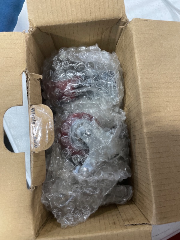 Photo 1 of Finnhomy Swivel Caster Wheels 2 Inch Heavy Duty Threaded Stem Casters 1/4" - 20 x 1" with Brake Set of 4 for Wire Shelves Wheels PU Load Bearing 800 Lbs Anti-wear Smooth Casters, Red 1/4" - 20 x 1" (with brake)