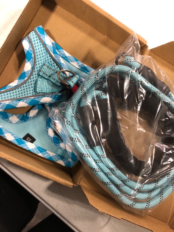 Photo 3 of haapaw Dog Harness with Leash Set, No Pull Adjustable Reflective Step-in Puppy Harness with Thickened Padded Vest for Extra-Small/Small Medium Dogs XS (Chest 10''-12.5'', Weight 5-8 lb) Turquoise