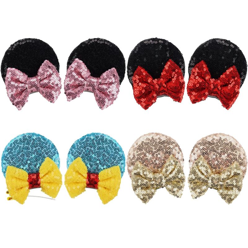 Photo 1 of CellElection 8PCS Sequin Mouse Mickey Ears Hair Clips Glitter Hair Bows Cute Mice Ears Clips Barrettes for Women Girls Hair Accessories for Costume Party Favor Halloween Christmas Decoration