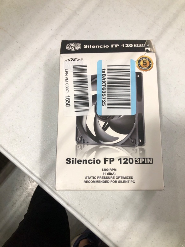 Photo 2 of Cooler Master Silencio FP 120 Case & Cooling Fan (3-Pin) - 120 mm Ultra-Quiet Fan (11 dBA), Sealed Loop Dynamic Bearing (LDB), Jam Sensor, MTTF 160K Hrs - Black