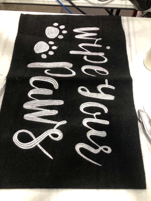 Photo 1 of AAZZKANG Black Welcome Mat Funny Wipe Your Paws Doormat with Non Slip Rubber Backing Easy to Clean Dog Door Mat Indoor Front Door Entrance Mats