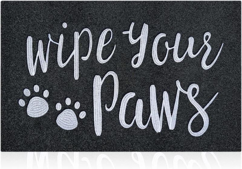 Photo 1 of AAZZKANG Black Welcome Mat Funny Wipe Your Paws Doormat with Non Slip Rubber Backing Easy to Clean Dog Door Mat Indoor Front Door Entrance Mats