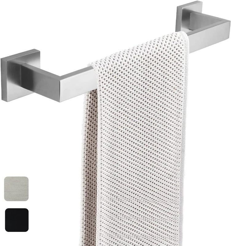 Photo 1 of 16 Inch Towel Bar for Bathrooms 12/16/24/28/32/36 Inch Stainless Steel 304 Brushed Nickel Towel Holder Modern Square Towel Rod Rustproof Wall Mount (Brushed Nickel, 16 Inch)