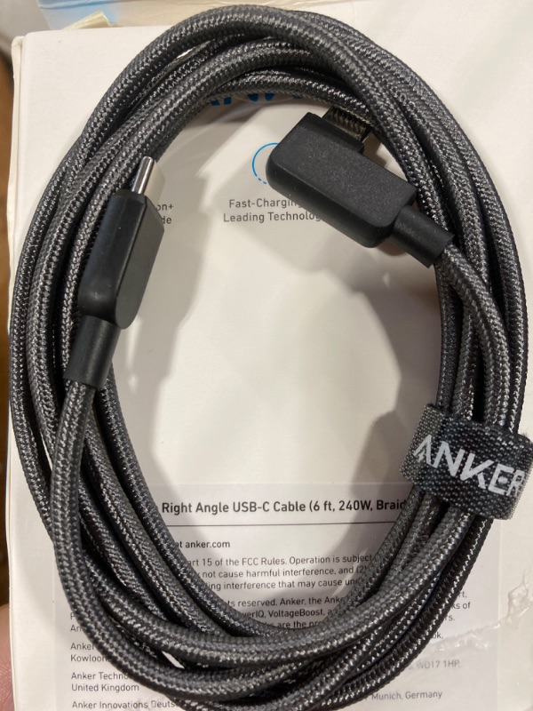 Photo 2 of Anker USB C Cable Right Angle, 240W 2-Pack 6 ft USB C to USB C Cable, 90 Degree Type C Braided Charging Cord, For iPhone 15, Samsung Galaxy S23, MacBook Pro 2020, iPad Pro, iPad Air 4, Pixel, and More