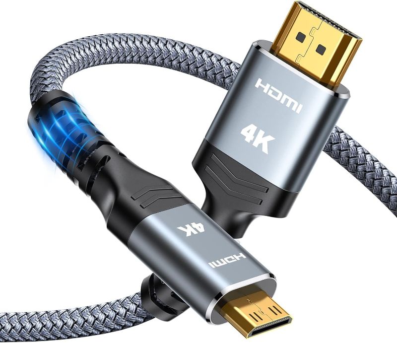 Photo 1 of Highwings Mini HDMI to HDMI Cable 10FT, 4K 60Hz High Speed HDMI to Mini HDMI Cable Male Bi-Directional 2.0 Cord, for HDTV, Tablet, Camera and Camcorder [Aluminum Shell, Nylon Braided]