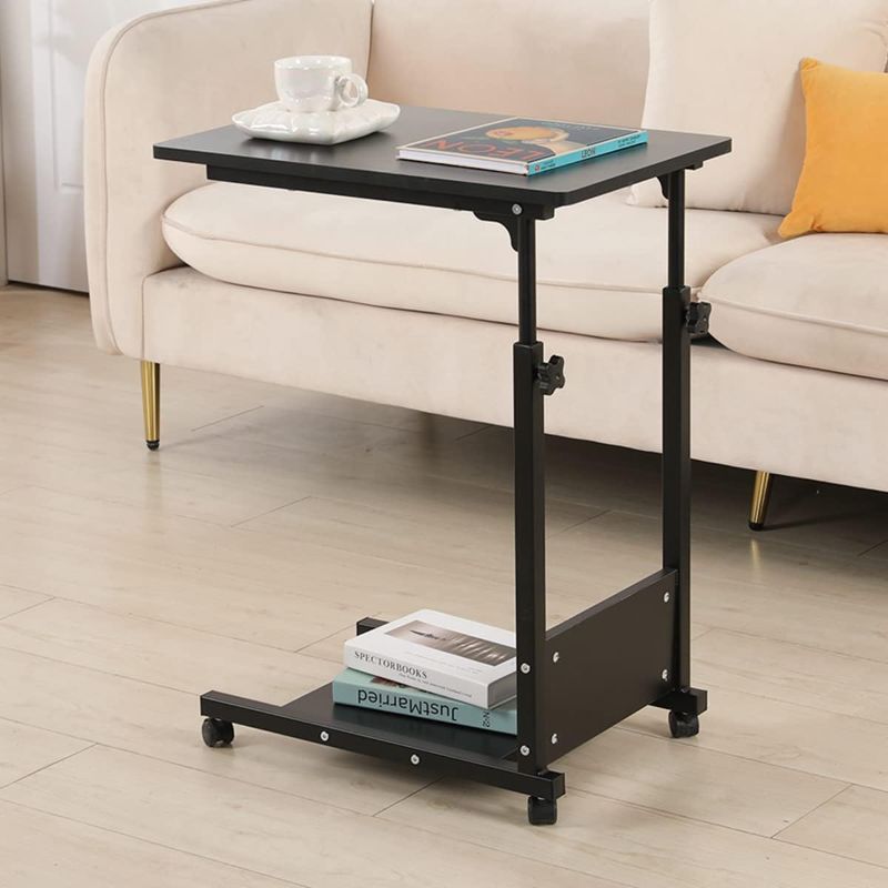 Photo 1 of Adjustable Height C Table Sofa Side Bedside Table with Wheels, Hospital Bed Table Rolling Tray with Storage, Mobile Computer Desk Laptop Table for Home Use