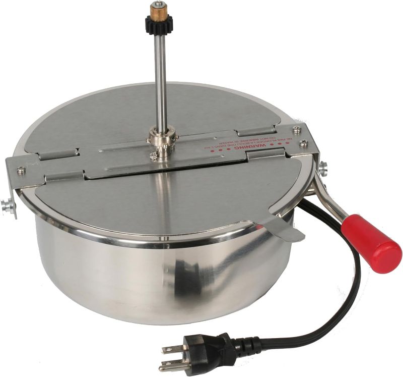 Photo 1 of 8-Ounce Replacement Kettle for Popcorn Machine 860W Kettle Popper with Lid, Stirrer, Gear Shaft, and 3-Prong Plug by Great Northern Popcorn