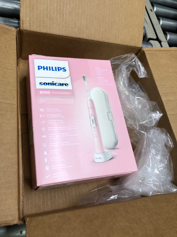 Photo 2 of Philips Sonicare ProtectiveClean 6100 Rechargeable Electric Power Toothbrush, Pink, HX6876/21 Handle Only Pink