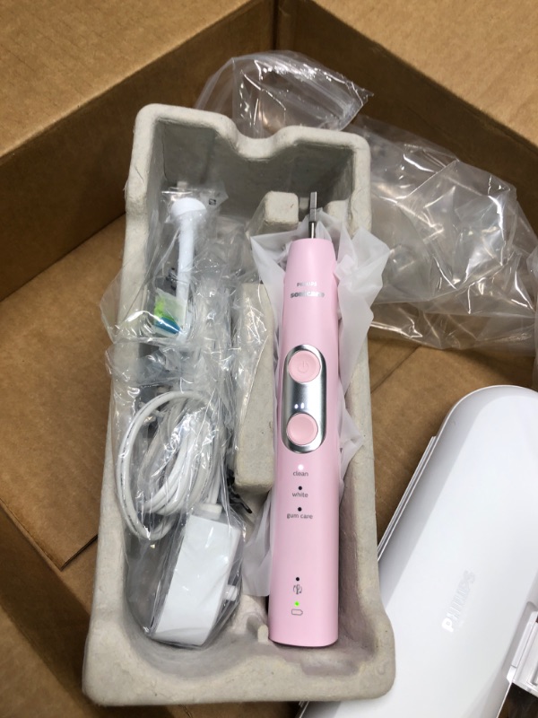 Photo 3 of Philips Sonicare ProtectiveClean 6100 Rechargeable Electric Power Toothbrush, Pink, HX6876/21 Handle Only Pink