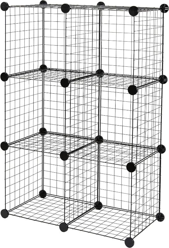 Photo 1 of 
Amazon Basics 6-Cube Wire Grid Stackable Storage Shelves, 12 x 12-Inches, Black, 12.6"D x 26"W x 38"H
