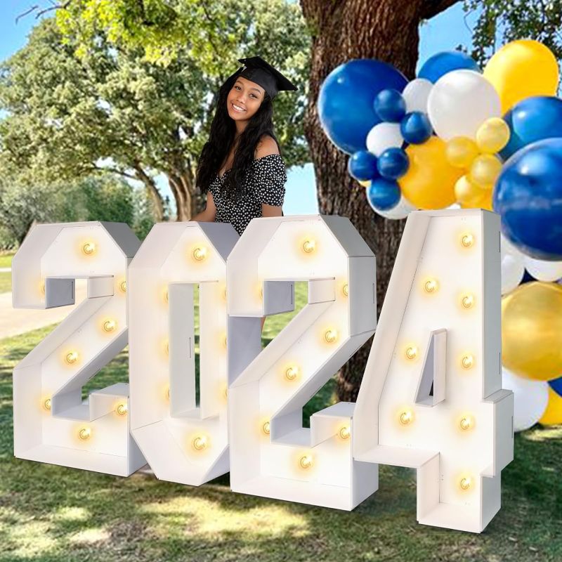 Photo 1 of 2024 Graduation Decorations - 2FT Large PRE-CUT 2024 Marquee Numbers Kit - Mosaic Foam Board Sign - Class of 2024 Party Supplies Decor for Kindergarten Preschool High School Wedding Prom