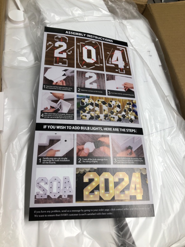 Photo 2 of 2024 Graduation Decorations - 2FT Large PRE-CUT 2024 Marquee Numbers Kit - Mosaic Foam Board Sign - Class of 2024 Party Supplies Decor for Kindergarten Preschool High School Wedding Prom