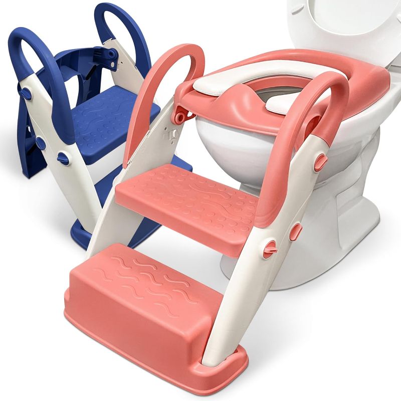 Photo 1 of Bpa Free New Potty Training Seat With Step Stool Ladder - Toddler Toilet Seat With 2 Step System, Durable Anti-slip Ladder, Safety Lock And Soft Cushion - Sturdy Training Potty Training Seat For Girls