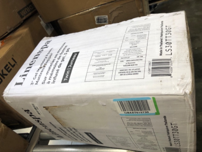 Photo 2 of LINENSPA 3 Inch Gel Infused Memory Foam Twin Mattress Topper & Waterproof Bed Bug Proof Encasement Protector - Blocks Out Liquids, Bed Bugs, Dust Mites and Allergens Twin 3 Inch Topper + Protector