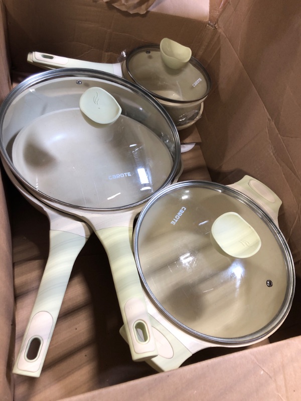 Photo 2 of ***product similar to the original photo***
*** MISSING TOOL SET 2 PIECES*** CAROTE Pots and Pans Set, 10pcs Kitchen Cookware Sets, Induction Pots and Pans Nonstick, Cooking Pans Pots Set, Cream Beige, All Stoves Compatible 10 Pieces