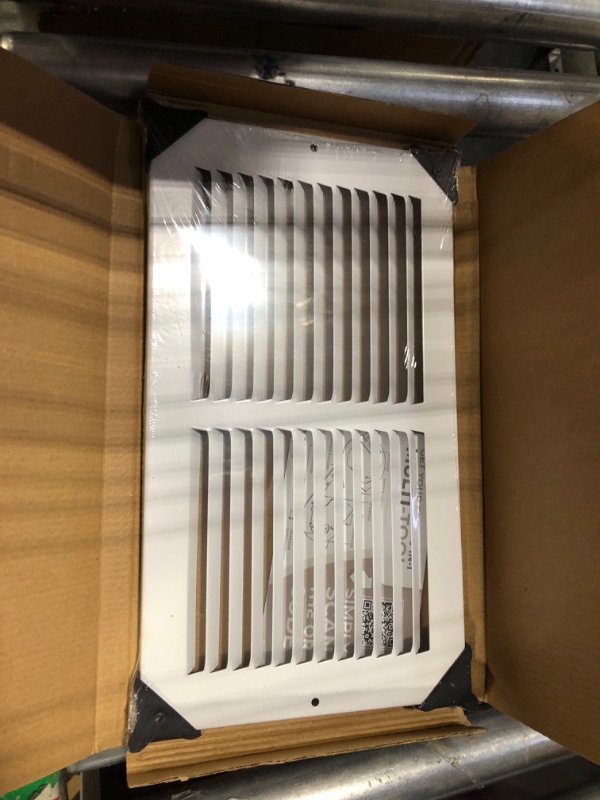 Photo 2 of 12"w X 6"h Steel Return Air Grilles - Sidewall and Ceiling - HVAC Duct Cover - White [Outer Dimensions: 13.75"w X 7.75"h]