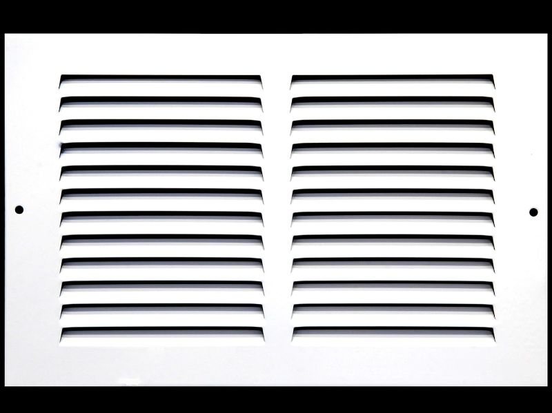 Photo 1 of 12"w X 6"h Steel Return Air Grilles - Sidewall and Ceiling - HVAC Duct Cover - White [Outer Dimensions: 13.75"w X 7.75"h]