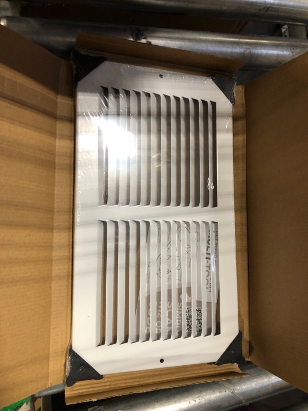 Photo 1 of 12"w X 6"h Steel Return Air Grilles - Sidewall and Ceiling - HVAC Duct Cover - White [Outer Dimensions: 13.75"w X 7.75"h]