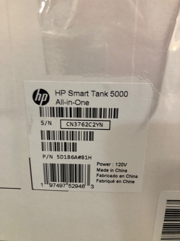 Photo 7 of HP Smart Tank 5000 Wireless All-in-One Ink Tank Printer with up to 2 years of ink included, mobile print, scan, copy, white, 17.11 x 14.23 x 6.19