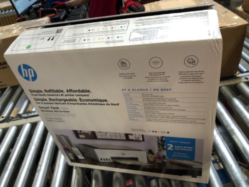 Photo 2 of HP Smart Tank 5000 Wireless All-in-One Ink Tank Printer with up to 2 years of ink included, mobile print, scan, copy, white, 17.11 x 14.23 x 6.19