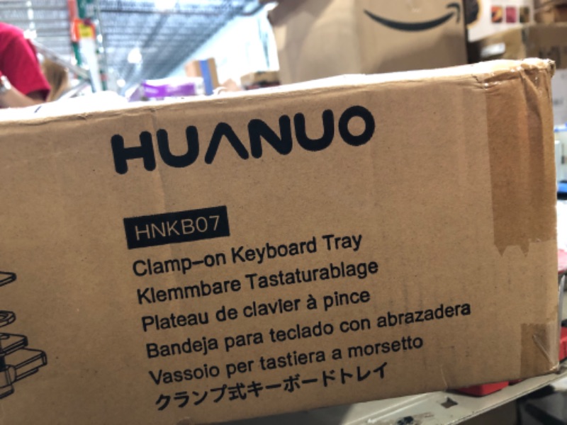 Photo 3 of HUANUO Keyboard Tray 27" Large Size, Keyboard Tray Under Desk with C Clamp, Computer Keyboard Stand Slide Pull Out, No Screw into Desk, for Home or Office