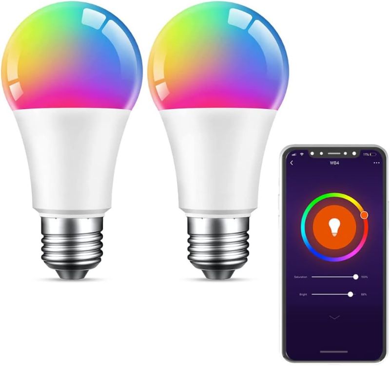 Photo 1 of , WiFi Light Bulbs, Color Changing Light Bulb, Smart Light Bulbs Work with Alexa & Google Assistant, A19 RGB Alexa Light Bulb, RGB+White, Dimmable LED Light Bulbs, 2 Pack