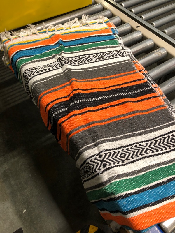 Photo 3 of Authentic Extra Large Mexican Blanket (70"x50") - Handwoven Yoga Blanket, Serape Blanket - Artisanal Falsa Blanket, Beach Blanket, Camping Blanket, Picnic Blanket, Outdoor Blanket