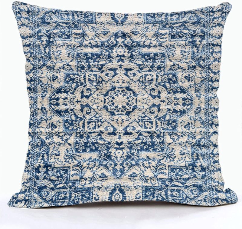 Photo 1 of  Boho Pillow Cover Ethnic Design Pattern Linen Persian Carpet Tribal Pattern Throw Pillow Case Cushion Cover Home Office Decorative Square 18x18 inch

TWO PACK