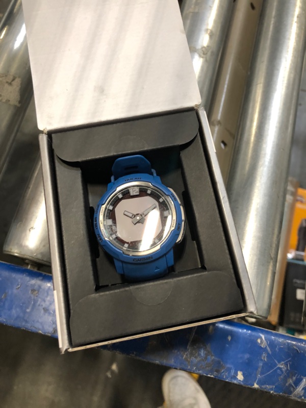 Photo 3 of Garmin Instinct Crossover Solar, Rugged Hybrid Smartwatch with Solar Charging Capabilities, Analog Hands and Digital Display, Tidal Blue Tidal Blue Solar