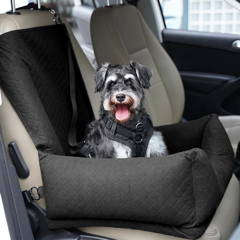 Photo 1 of  Dog Car Seat for Small Dogs Up to 30lbs, Dog Travel Bed Puppy Seat Ultra Soft, Secure Removeable Pet Safety Seat with Adjustable Clip-On Safety Leash, Fits All Cars Front Back Seats