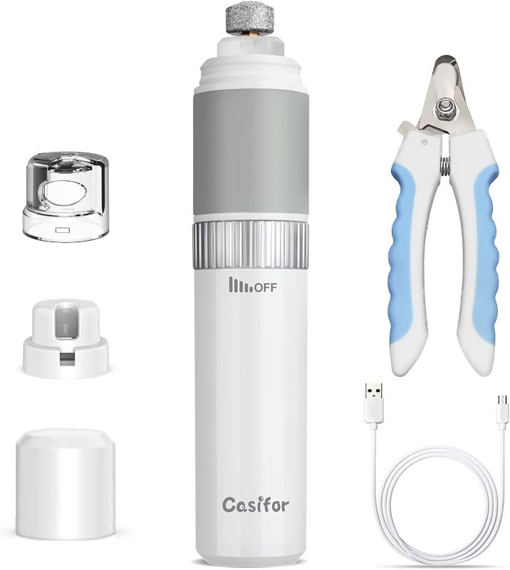 Photo 1 of Dog Nail Grinder and Clippers Quiet with 10h Working Time Professional Pet Nail Trimmer Stepless Speed Regulation Pet Nail Grinder Electric Nail File for Large Medium Small Dogs and Cats…