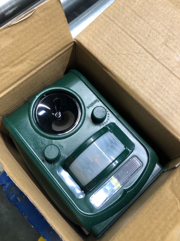 Photo 1 of Animal Repeller, 2022 Ultrasonic Mole Repellent, Rat, Squirrel, Deer, Raccoon, Skunk, Rabbit, Mole, Dog, Cat, Waterproof with Motion Detector, USB Rechargeable, Flashing Light (Green)