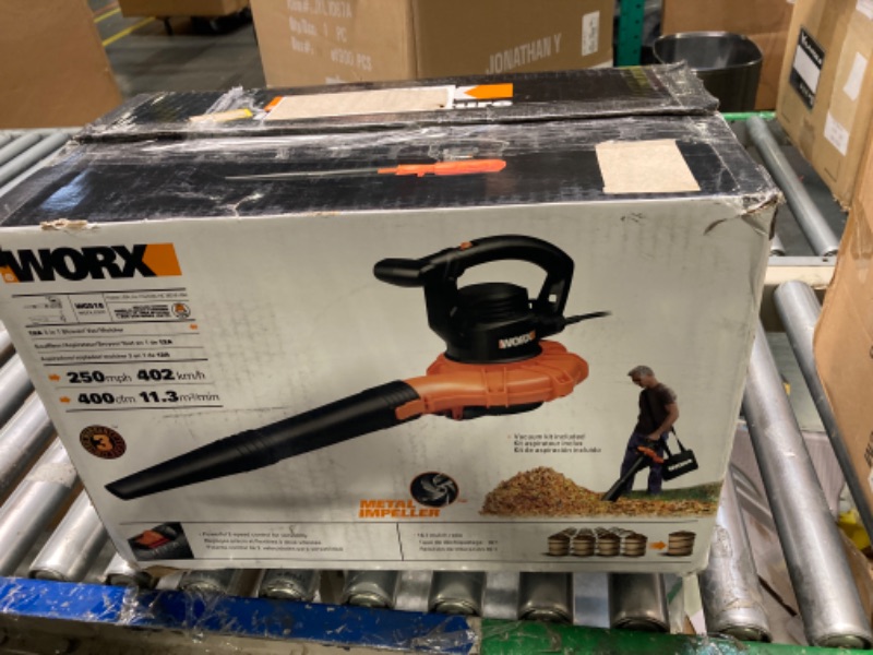 Photo 2 of ***dirty*** Worx 12 Amp 3-in-1 Corded Electric Leaf Blower/Mulcher/Vacuum - WG518