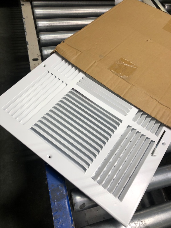 Photo 3 of 14" X 14" 3-Way AIR Supply Grille - Vent Cover & Diffuser - Flat Stamped Face - White [Outer Dimensions: 15.75"w X 15.75"h]