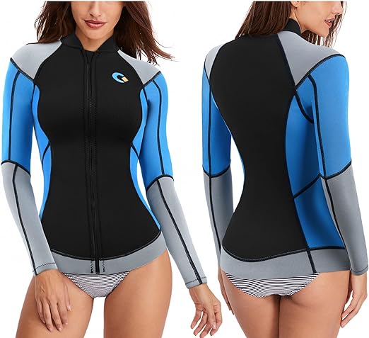 Photo 1 of CtriLady Wetsuit Top 1.5mm High-Necked Women Wetsuit Long Sleeve Jacket Neoprene Wetsuits with Front Zipper for Swimming Diving Surfing Boating Kayaking Snorkeling

SIZE SMALL