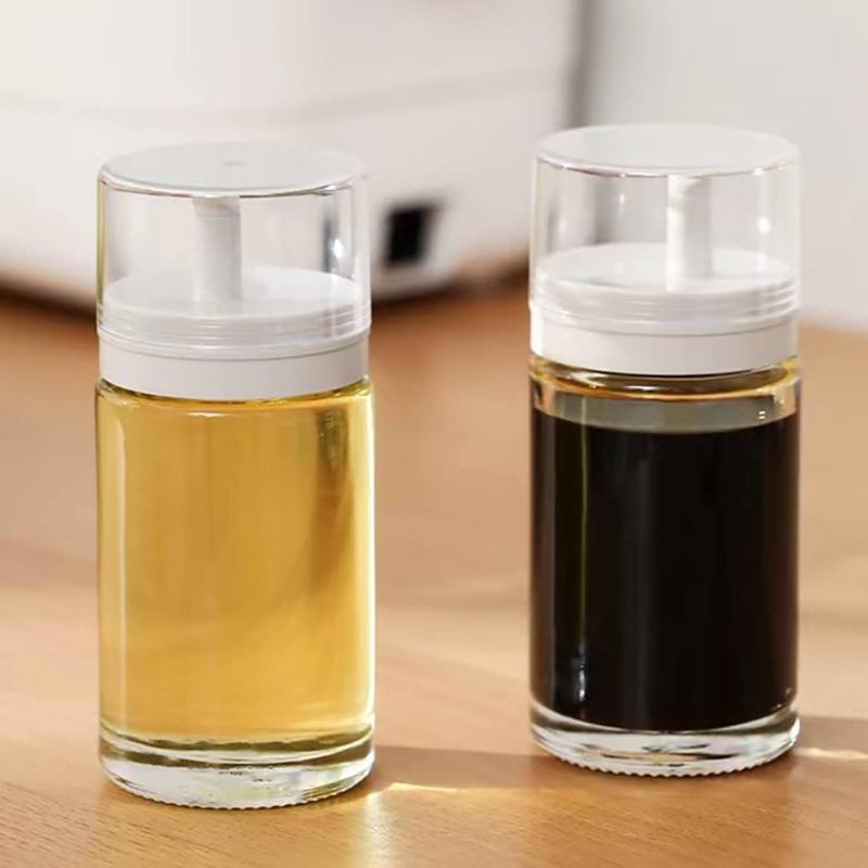 Photo 1 of 2 Pack Olive Oil and Vinegar Dispenser Bottle Set for Kitchen Small Glass Leak-Proof No Drip BPA Free Cooking Oil Container 3.38oz