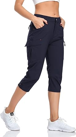 Photo 1 of GymBrave Women's Hiking Cargo Pants Quick Dry Outdoor Camping Capris Water Resistant UPF 50 with Zipper Pockets