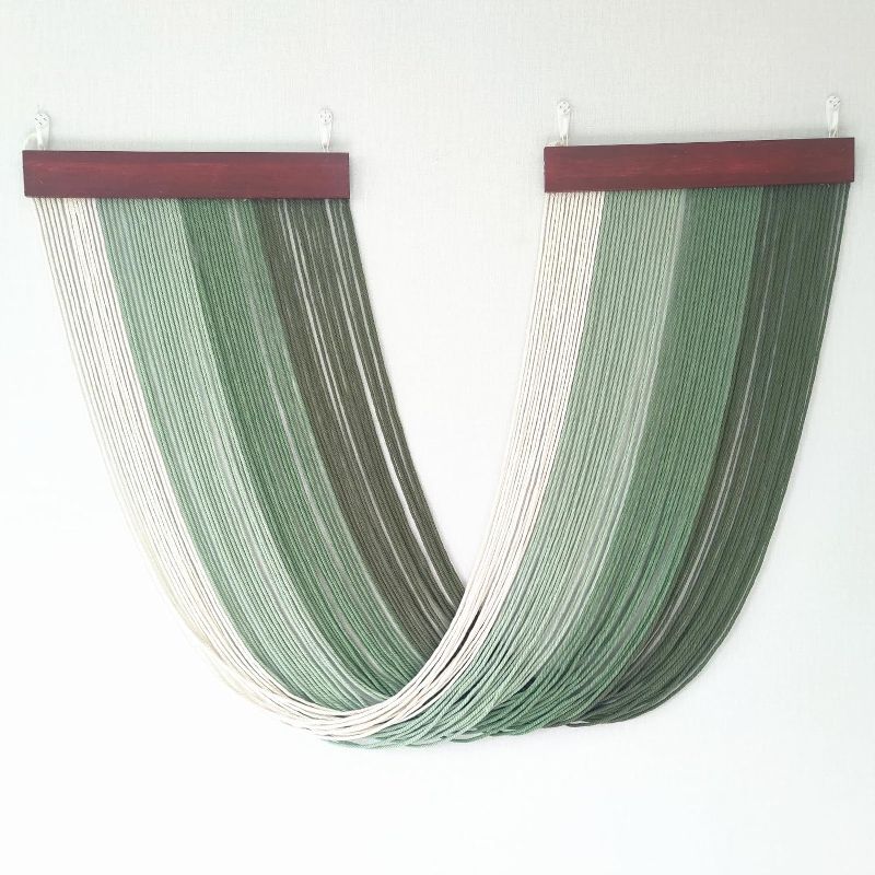 Photo 1 of ***image similar to the original*** (PACK OF 2) Tie-Dye Macrame Wall Hanging Large 46" Wx36 L Dip Dye Yarn Tapestry Home Boho Wall Decor Ombre Wall Art Headboard Bedroom Living Room Apartment,Green