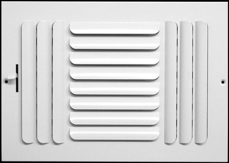 Photo 1 of  3-Way Fixed Curved Blade AIR Supply Diffuser - Vent Duct Cover - Grille Register - Sidewall or Ceiling - High Airflow - White…