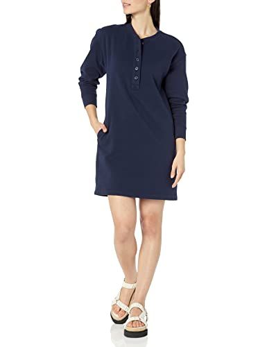 Photo 1 of Amazon Essentials Women's Knit Henley Sweatshirt Dress (Available in Plus Size), Navy, X-Large