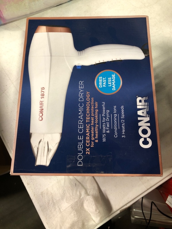 Photo 1 of Conair Double Ceramic Technology Hair Dryer with Concentrator 1875 Watts Metallic 565DCR