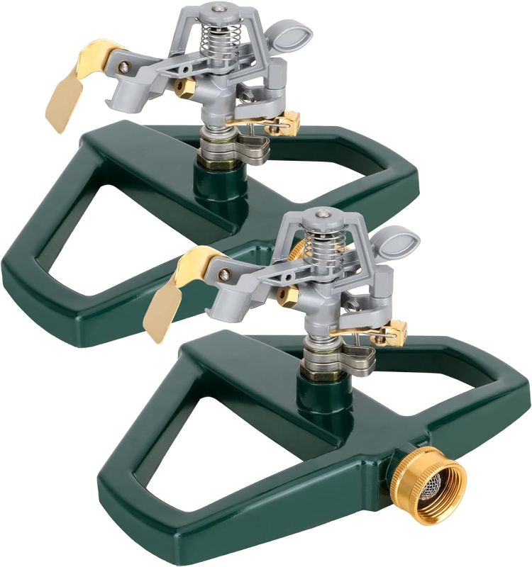 Photo 1 of 2pcs Impact Sprinklers for Yard, Water Sprinkler for Lawn with Metal Base Pulsating Impact Lawn Sprinklers Garden Hose Sprinklers System for Lawn, Yard and Large Area, Water Coverage up to 5,800