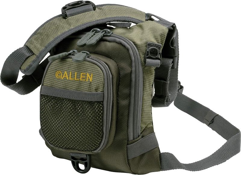 Photo 1 of Allen Company Cedar Creek Fly Fishing Sling Pack - Fits up to 4 Tackle/Fly Boxes and Other Accessories - Gray and Lime/Olive
