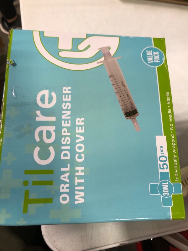 Photo 1 of 30ml Oral Dispenser Syringe with Cover 50 Pack by Tilcare - Luer Slip Sterile Plastic Medicine Food Droppers for Children, Pets & Adults – Latex-free Medication Dispenser - Large Feeding Tube Syringes