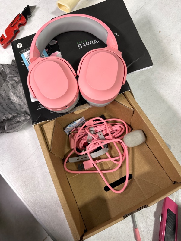 Photo 2 of Razer Barracuda X Wireless Gaming & Mobile Headset (PC, Playstation, Switch, Android, iOS): 2.4GHz Wireless + Bluetooth - Lightweight - 40mm Drivers - Detachable Mic - 50 Hr Battery - Quartz Pink Pink Barracuda X Headset