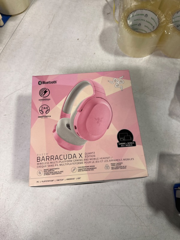 Photo 3 of Razer Barracuda X Wireless Gaming & Mobile Headset (PC, Playstation, Switch, Android, iOS): 2.4GHz Wireless + Bluetooth - Lightweight - 40mm Drivers - Detachable Mic - 50 Hr Battery - Quartz Pink Pink Barracuda X Headset