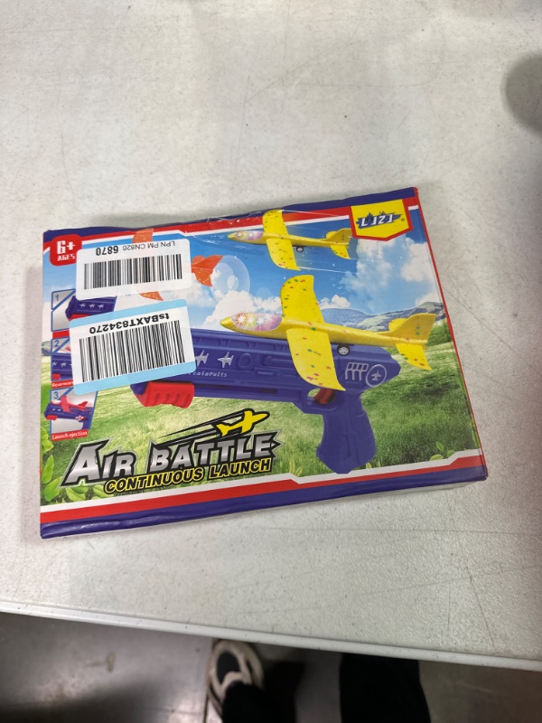 Photo 1 of 4 Pack Airplane Launcher Toys, 2 Flight Modes LED Foam Glider Catapult Plane Toy, Outdoor Flying Toy for Kids, Birthday Gifts for Boy Girl 4 5 6 7 8 9 10 11 12 Year Old, Airplane B-day Party Supplies Sticker Edition